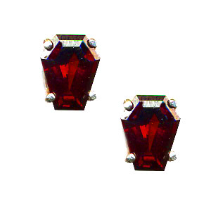 Coffin Earrings - Garnet