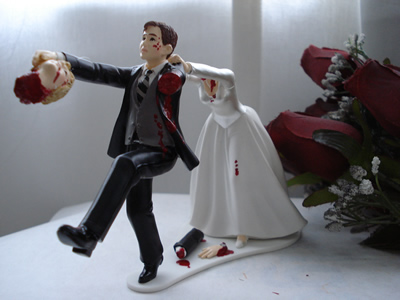 Bloody Bride and Groom Gothic Wedding cake topper by Pushin Daisies